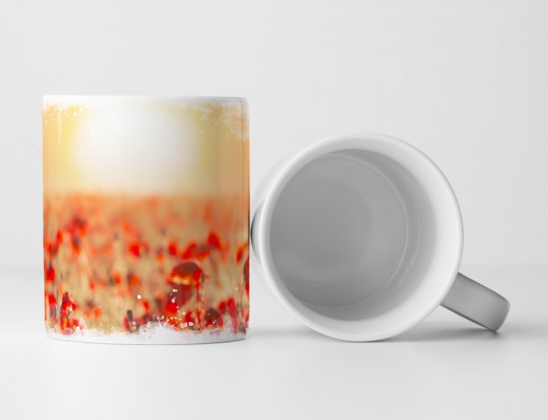 Paul Sinus Art Tasse Geschenk Landschaftsfotografie – Rotes Mohnblumenfeld mit Sonne