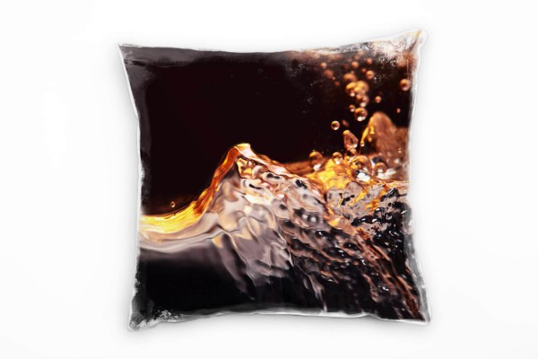 Paul Sinus Art Macro, Wasser, Wassertropfen, orange, schwarz Deko Kissen 40x40cm für Couch Sofa Lounge Zierkissen