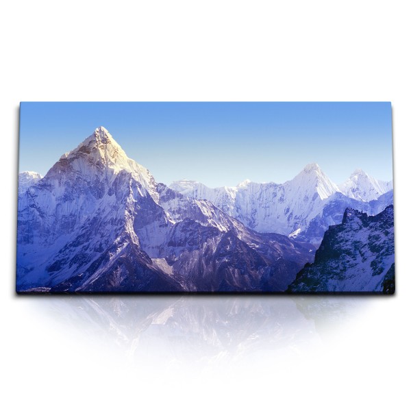 Paul Sinus Art Kunstdruck Bilder 120x60cm Himalaya Nepal Gebirge Berge Schneegipfel Blau