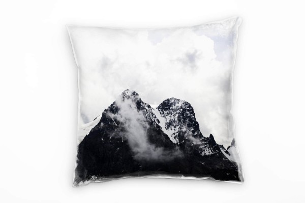 Paul Sinus Art Landschaft, schneebedeckte Berge, grau Deko Kissen 40x40cm für Couch Sofa Lounge Zierkissen