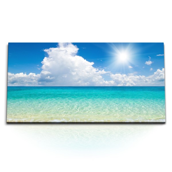 Paul Sinus Art Kunstdruck Bilder 120x60cm Meer Strand Sommer Sonnenschein Sandstrand Karibik