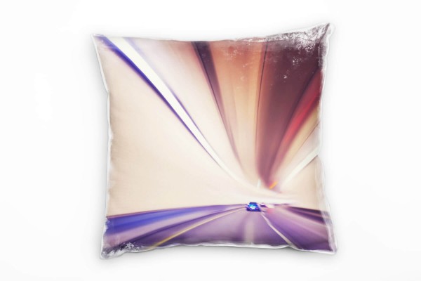 Paul Sinus Art Urban, Tunnel, Autos, Geschwindigkeit, beige, grau Deko Kissen 40x40cm für Couch Sofa Lounge Zierkis