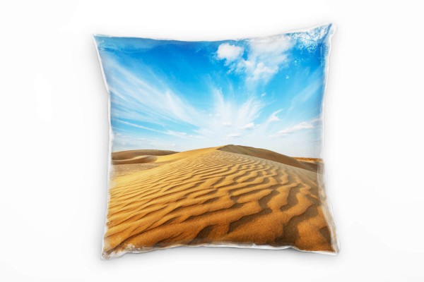 Paul Sinus Art Wüste, braun, blau, Düne, Sand, unendliche Weite Deko Kissen 40x40cm für Couch Sofa Lounge Zierkisse