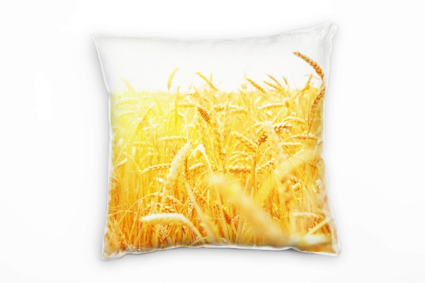 Paul Sinus Art Natur, gelb, Weizenfeld, Sonnenaufgang Deko Kissen 40x40cm für Couch Sofa Lounge Zierkissen