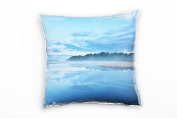 Paul Sinus Art Seen, Dunst, Wolken, Spiegelung, blau, grün Deko Kissen 40x40cm für Couch Sofa Lounge Zierkissen