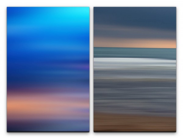 Paul Sinus Art 2 Bilder je 60x90cm Minimal Abend Horizont Weite Ferne Meer Dekorativ