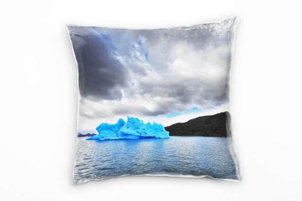 Paul Sinus Art künstlerische Fotografie, blau, grau, Eisberg Deko Kissen 40x40cm für Couch Sofa Lounge Zierkissen