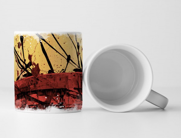 Paul Sinus Art Tasse Geschenk khaki farbige Grundierung; schwarz, rot Abstraktionen