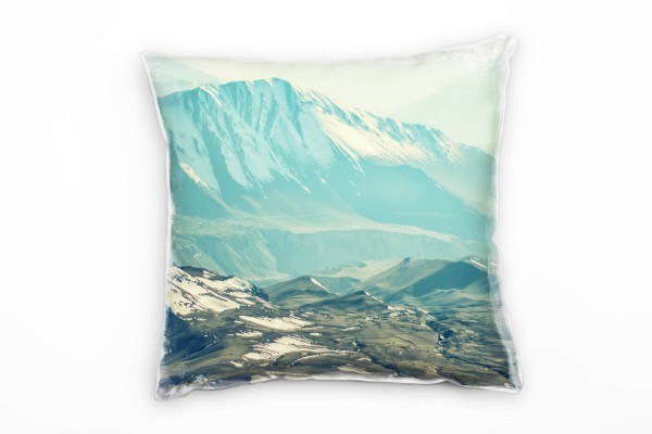 Paul Sinus Art Landschaften, Felsen, Schnee, Berge, Hügel, grau Deko Kissen 40x40cm für Couch Sofa Lounge Zierkisse