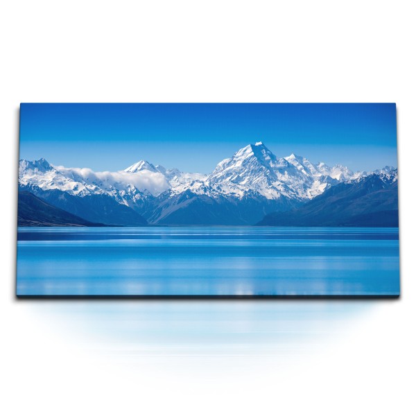 Paul Sinus Art Kunstdruck Bilder 120x60cm Alpen Berge Schneegipfel See Bergsee Blau