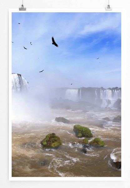 Paul Sinus Art Landschaftsfotografie 60x90cm Poster Iguazu Wasserfall mit Kondoren Brasilien