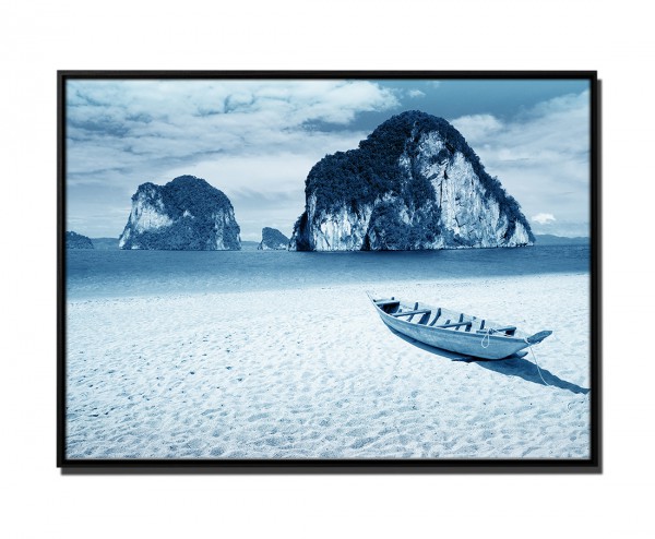 Paul Sinus Art 105x75cm Leinwandbild Petrol Strand Felsen Thailand