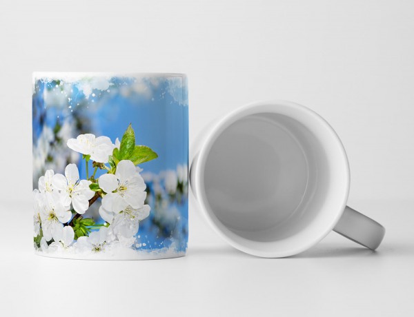 Paul Sinus Art Tasse Geschenk Naturfotografie – Weiße Frühlingsblumen in der Sonne