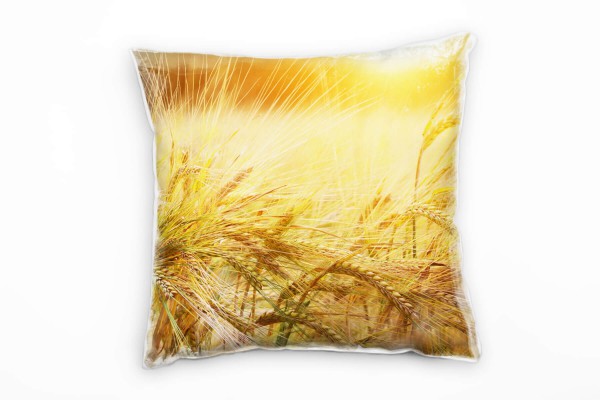 Paul Sinus Art Natur, gelb, orange, Weizenfeld, Sonnenaufgang Deko Kissen 40x40cm für Couch Sofa Lounge Zierkissen