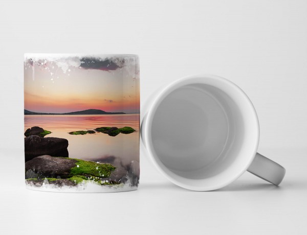 Paul Sinus Art Tasse Geschenk Naturfotografie – wunderschöner Sonnenuntergang im Sommer am See