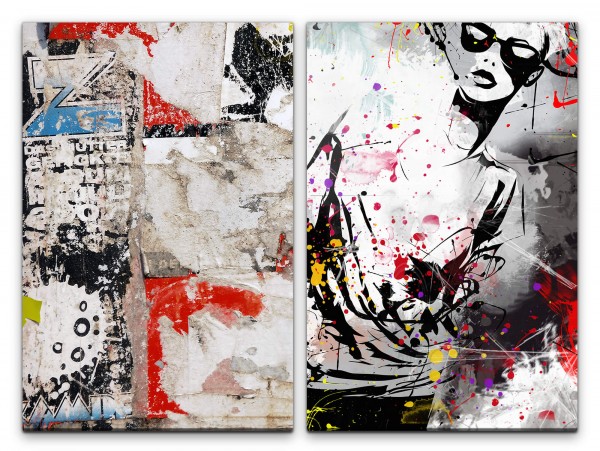 Paul Sinus Art 2 Bilder je 60x90cm Street Art Fashion Chaotisch Sonnenbrille Wand Chic Modern