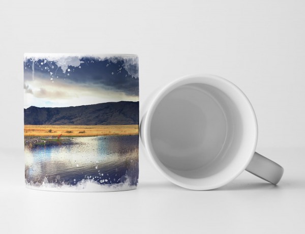 Paul Sinus Art Tasse Geschenk Landschaftsfotografie – Schilf am See Chile