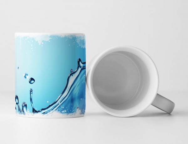 Paul Sinus Art Tasse Geschenk Künstlerische Fotografie – Wasserspritzer mit blauem Hintergrund