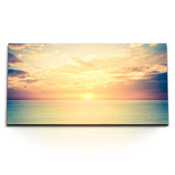 Paul Sinus Art Kunstdruck Bilder 120x60cm Sonnenuntergang Horizont Meer Strand Himmel