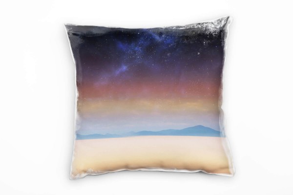 Paul Sinus Art Natur, blau, orange, Sterne, Berge, Nebel Deko Kissen 40x40cm für Couch Sofa Lounge Zierkissen