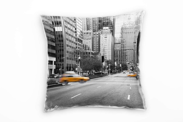 Paul Sinus Art Urbanes und City, Taxi, grau gelb, New York Deko Kissen 40x40cm für Couch Sofa Lounge Zierkissen