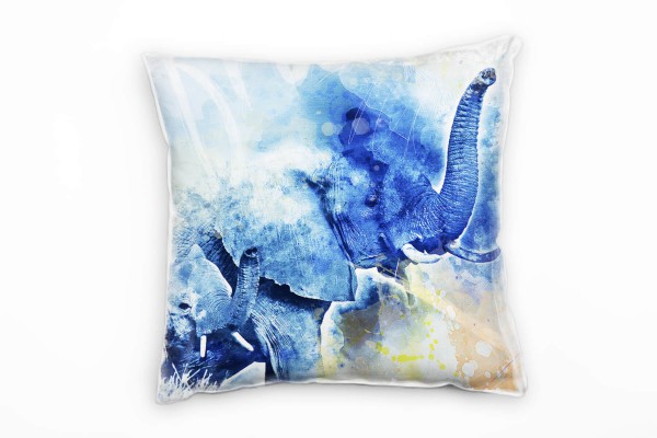 Paul Sinus Art Elephant Family Deko Kissen Bezug 40x40cm für Couch Sofa Lounge Zierkissen