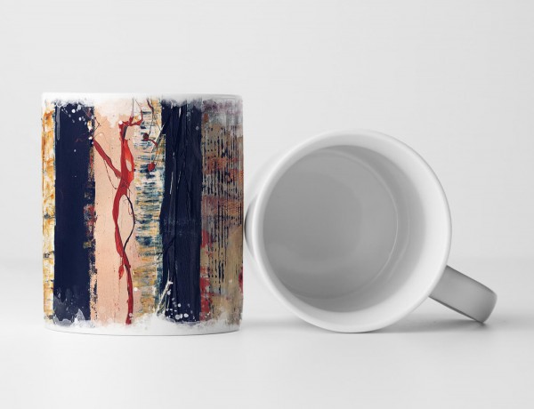 Paul Sinus Art Tasse Geschenk senkrecht abstrakte Streifen in schwarz,zart, rosa, rot, gelb