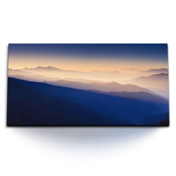 Paul Sinus Art Kunstdruck Bilder 120x60cm Berge Blaue Stunde Sonnenaufgang Gebirge Bergkette