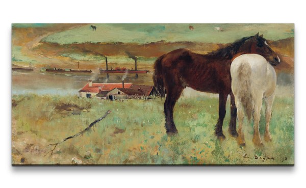 Paul Sinus Art Remaster 120x60cm Edgar Degas weltberühmtes Wandbild Horse in a Meadow zeitlose Kunst Pferde Weide