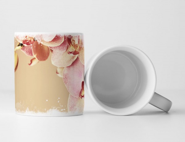 Paul Sinus Art Tasse Geschenk Naturfotografie – Rosa Orchideenzweig mit altrosa Hintergrund