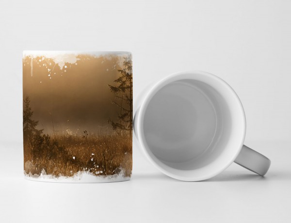 Paul Sinus Art Tasse Geschenk Landschaftsfotografie – Einsamer Nadelbaum am Wasser