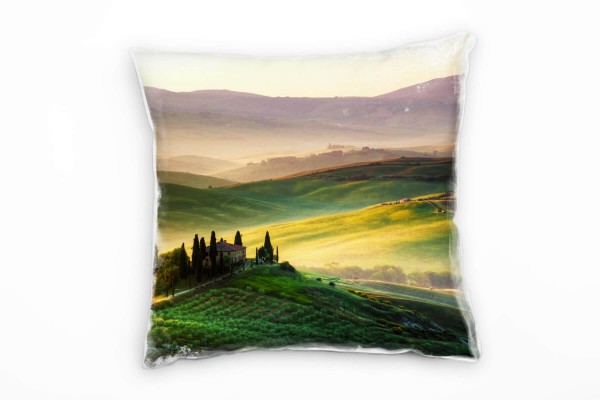 Paul Sinus Art Natur, Landschaften, grün, gelb, Berge, Tuscany Deko Kissen 40x40cm für Couch Sofa Lounge Zierkissen