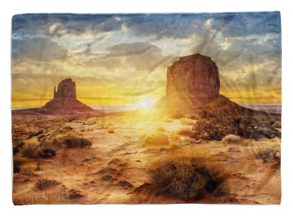 Paul Sinus Art Handtuch Strandhandtuch Saunatuch Kuscheldecke mit Fotomotiv Arizona Berge Sonnenuntergan