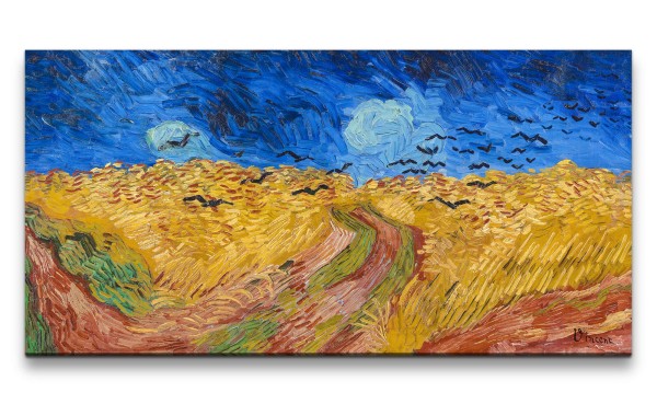 Paul Sinus Art Remaster 120x60cm Krähen über Weizenfeld Vincent Van Gogh berühmtes Wandbild modernes Format