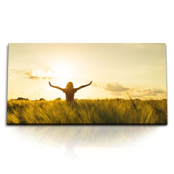 Paul Sinus Art Kunstdruck Bilder 120x60cm Weizenfeld Sonnenuntergag Feld Natur Sommer