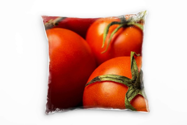 Paul Sinus Art Macro, Tomaten, rot, grün Deko Kissen 40x40cm für Couch Sofa Lounge Zierkissen