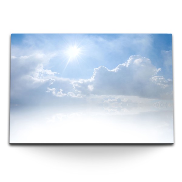 Paul Sinus Art 120x80cm Wandbild auf Leinwand Blauer Himmel Sonne Wolken Hellblau