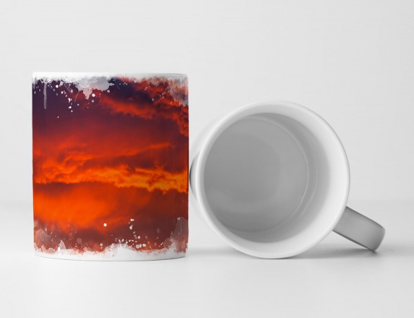 Paul Sinus Art Tasse Geschenk Landschaftsfotografie – Roter wolkiger Sonnenaufgang