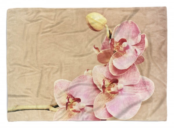 Paul Sinus Art Handtuch Strandhandtuch Saunatuch Kuscheldecke mit Fotomotiv Orchidee Blume Blü