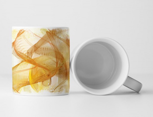 Paul Sinus Art Tasse Geschenk orangefarbene Wellenlinien