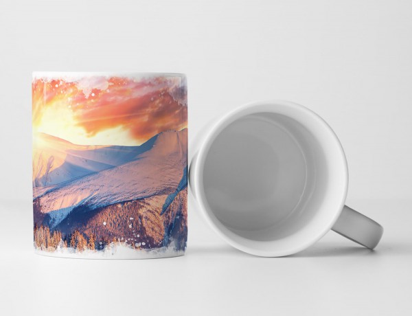 Paul Sinus Art Tasse Geschenk Landschaftsfotografie – Sonniger Wintermorgen in den Bergen