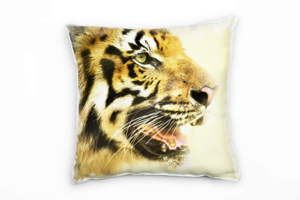 Paul Sinus Art Tiere, Tiger, orange, gelb Deko Kissen 40x40cm für Couch Sofa Lounge Zierkissen