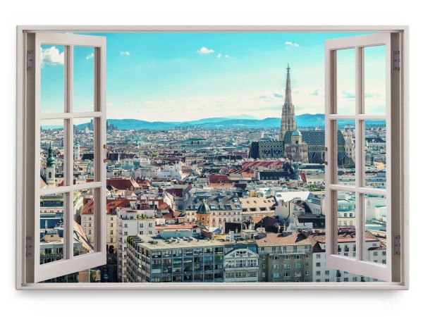 Wandbild 120x80cm Fensterbild Wien Österreich Kathedrale Altstadt Horizont