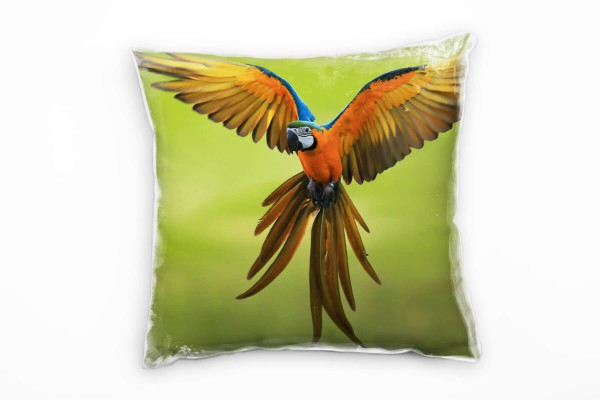 Paul Sinus Art Tiere, fliegender Ara, bunt Deko Kissen 40x40cm für Couch Sofa Lounge Zierkissen