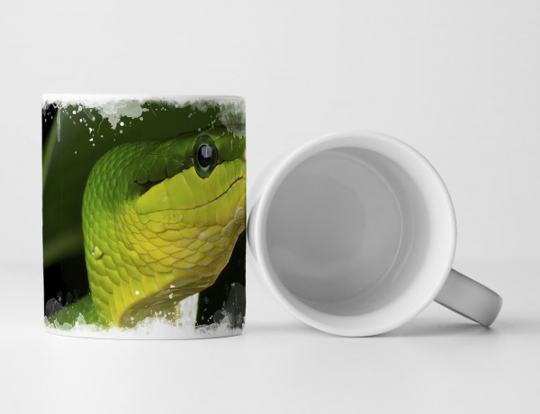 Paul Sinus Art Tasse Geschenk Tierfotografie – Grüne Spitzkopfnatter