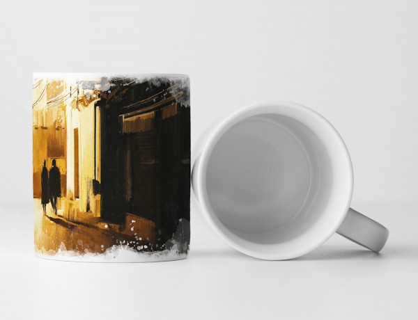 Paul Sinus Art Tasse Geschenk Bild – Pärchen in einer Seitenstraße bei Nacht