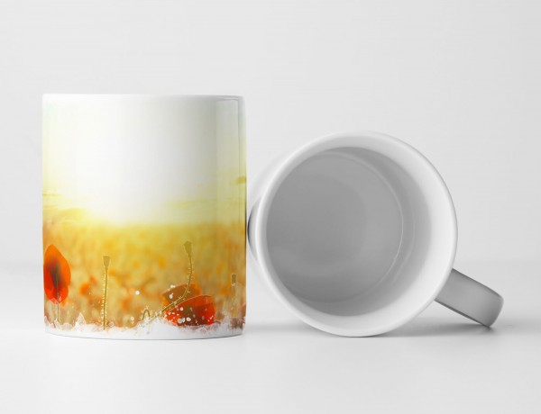 Paul Sinus Art Tasse Geschenk Landschaftsfotografie – Rotes Mohnblumenfeld am Morgen