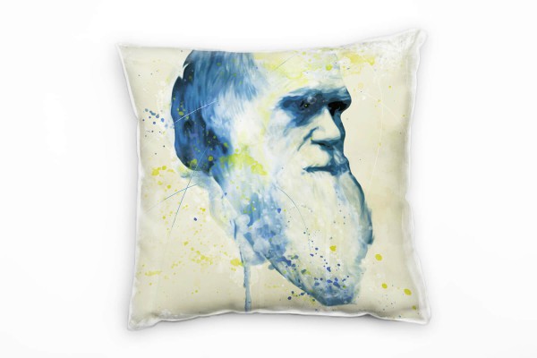 Paul Sinus Art Charles Darwin Deko Kissen Bezug 40x40cm für Couch Sofa Lounge Zierkissen