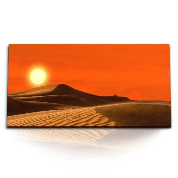 Paul Sinus Art Kunstdruck Bilder 120x60cm Wüste Sanddünen roter Himmel Sonne Sahara