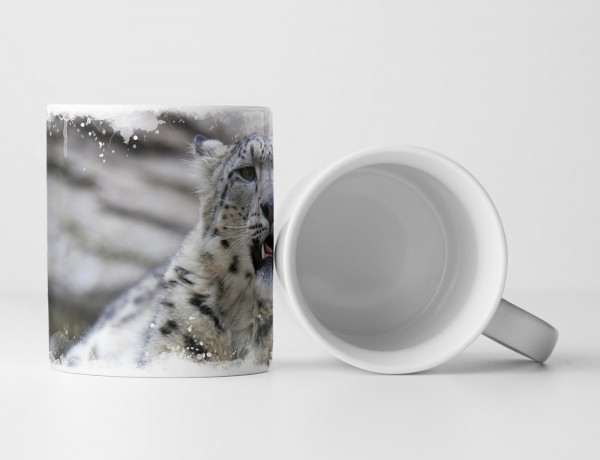 Paul Sinus Art Tasse Geschenk Tierfotografie – Junger Leopard auf Felsen